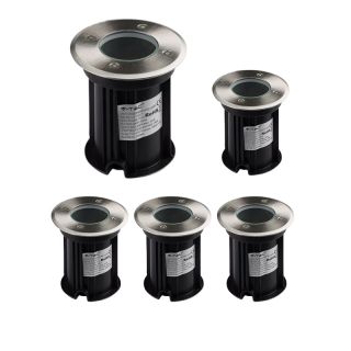 Lot de 5 Encastrés de Sol Ronds V-TAC IP65 Pour Ampoule LED GU10 Inox VT-7677